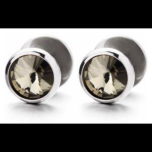 Stainless Steel Faux Gauges w/CZ stone